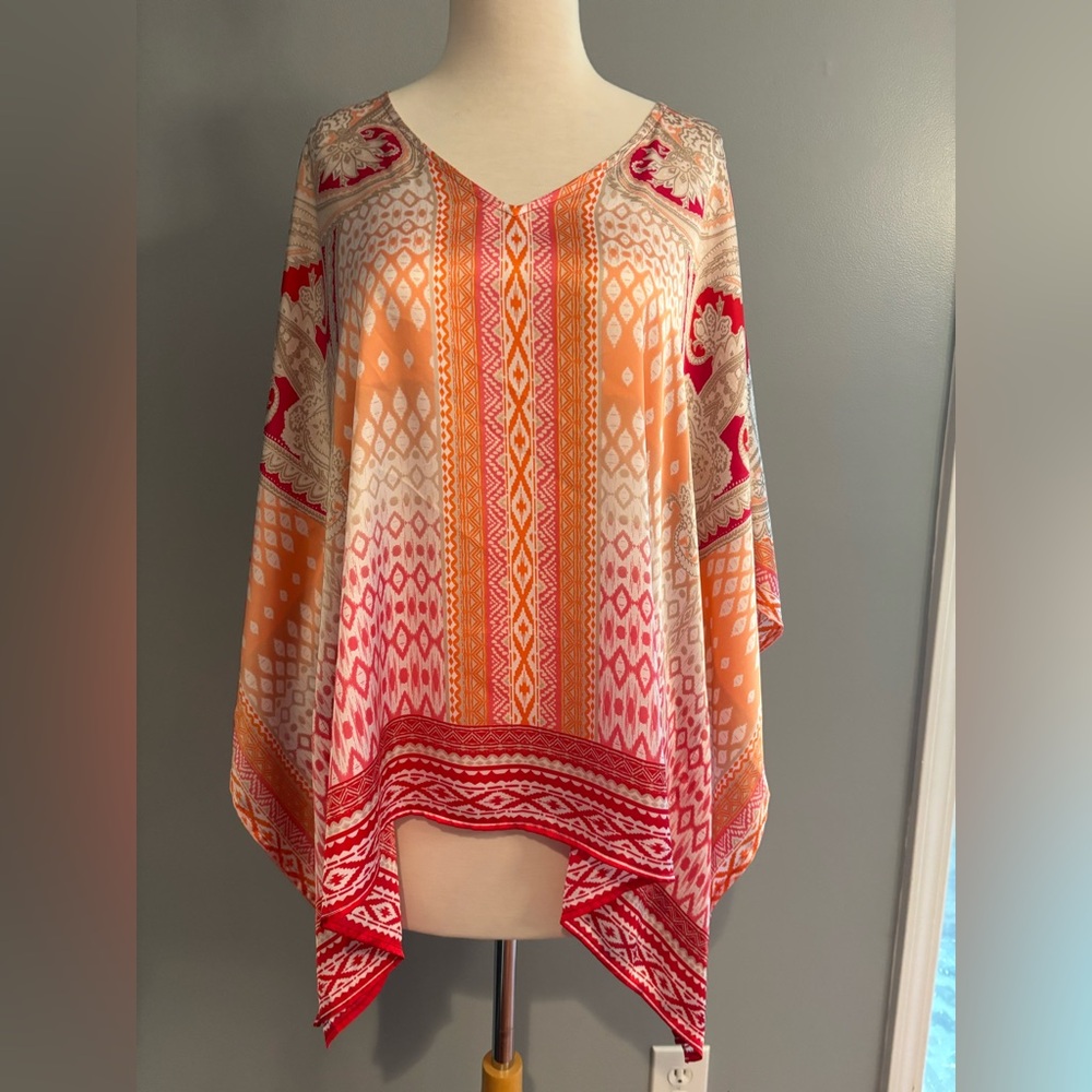 Chico's Pink and Orange Patterned Top